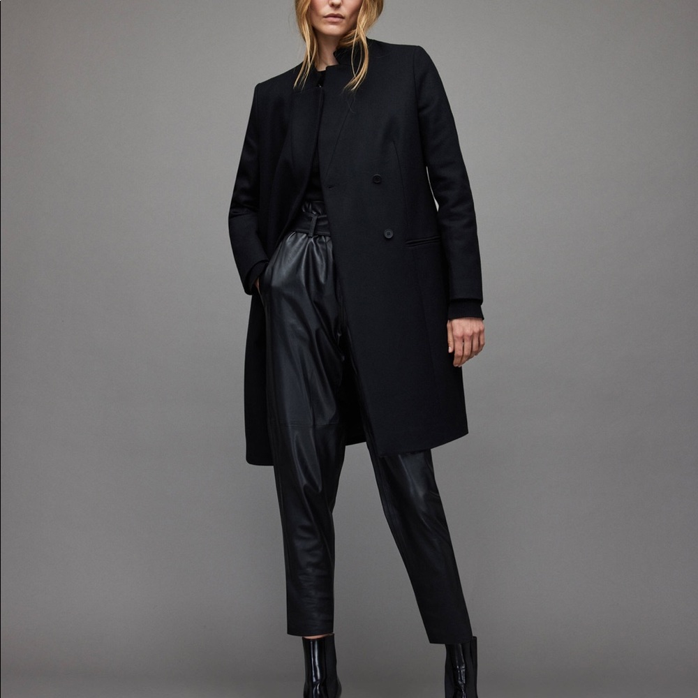 NWT Authentic AllSaints Sidney Recycled Wool-Cashmere Blend Coat
